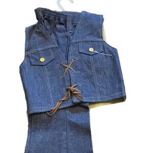 Vintage NEW SIZE 3T Aristo Western Style Vest With Jeans Bell Bottom Style Blue